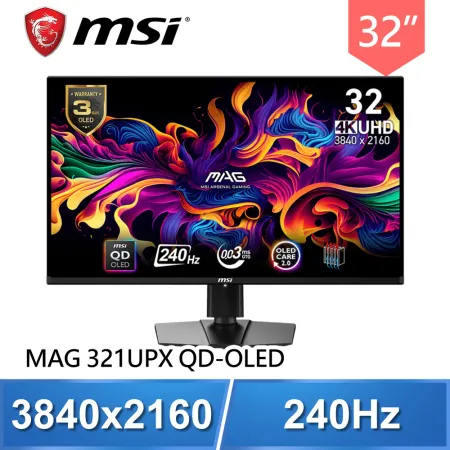 MSI 微星 MAG 321UPX QD-OLED 32型 4K 240Hz 電競螢幕