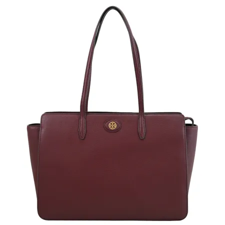 TORY BURCH 143240 金屬LOGO三層肩背托特包.酒紅