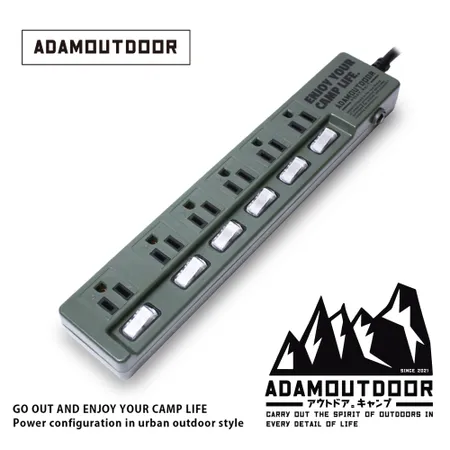 ADAMOUTDOOR｜家用款6切6 延長線1.8M｜電源延長線．三座延長線．安規延長線．電源線