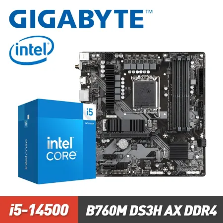 【組合包】技嘉 B760M DS3H AX DDR4 主機板+Intel i5-14500 CPU處理器