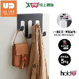 UdiLife優的生活大師 hold掛門板式J型霧黑4勾掛架 免釘免鑽孔 不鏽鋼【愛買】