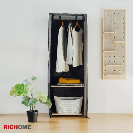 【RICHOME】工業風衣櫥架(贈防塵套)