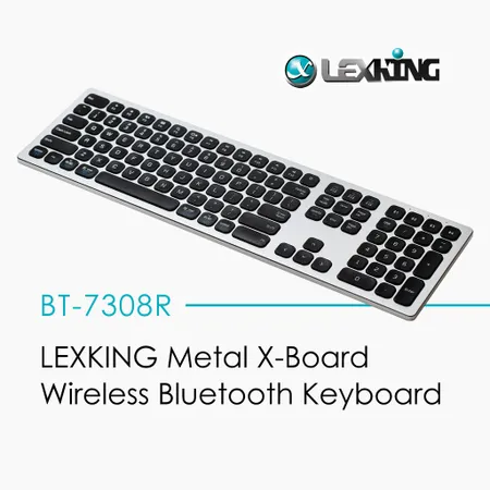 LEXKING(雷斯特) BT-7308R(E)  Mac/Win雙模式鋁金屬藍牙無線鍵盤(英文版)