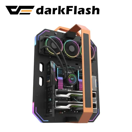 darkFlash 大飛 Blade-X 開放式電腦機殼 黑橘（不含風扇）