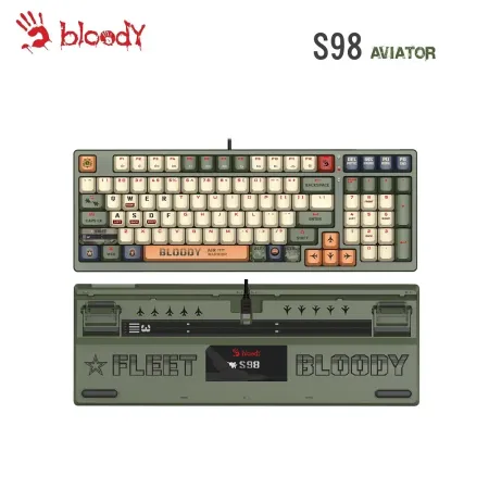 【A4 Bloody】S98熱插拔 RGB降噪機械紅軸鍵盤飛行者 限量版 美式英文版