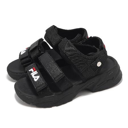 Fila 涼鞋 Tapered Sandals 女鞋 黑 魔鬼氈 抓地 厚底增高 涼拖鞋 斐樂 5S316Y012