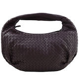 BOTTEGA VENETA 寶緹嘉經典編織小羊皮肩揹包彎月包(咖啡紅)