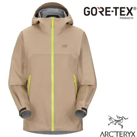 【ARCTERYX 始祖鳥】女 Beta 防風防水透氣連帽外套/X000007135-30791 柳條褐/音速綠