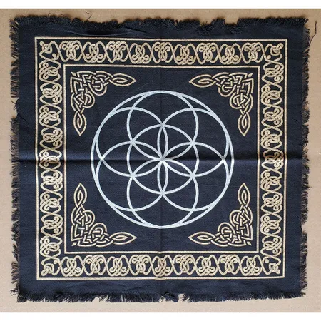 【NewAgeLife】 祭壇布 塔羅牌布 五芒星 生命之花 生命種子 麥達昶 OM 能量 儀式 天使 水晶 桌墊 冥想_生命種子