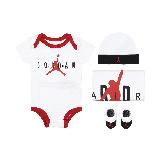Nike 包屁衣 Jordan 嬰兒 小童 小朋友 純棉 帽子 襪子 毛毯 四件組 禮盒 JD2423037NB-001