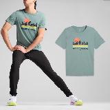 Puma 上衣 Running Outdoors 男款 綠 圖騰 跑步系列 戶外 短T 短袖 52659830