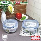 SL 二入密扣式玻璃禮盒組700ml(一圓一方) 臺灣製 R-100-1+R-200-1【愛買】