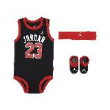 Nike 包屁衣 Jordan Baby 黑 紅 純棉 嬰兒 禮盒 JD2323025NB-001