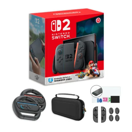 【現貨發售】Switch 2 NS2瑪利歐賽車同捆主機+方向盤+保護貼-+專用包+矽膠類比套 台灣公司貨