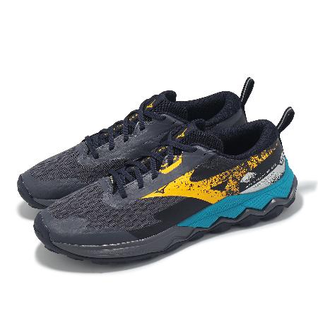 Mizuno 越野跑鞋 Wave Ibuki 5 GTX 男鞋 藍 黃 防水 波浪片 緩衝 運動鞋 美津濃 J1GJ2559-51