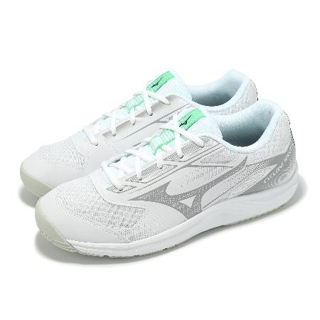 24CM Mizuno 排球鞋 Cyclone Speed 5 男鞋 白 灰 入門款 室內運動 羽排鞋 美津濃 V1GA2580-21