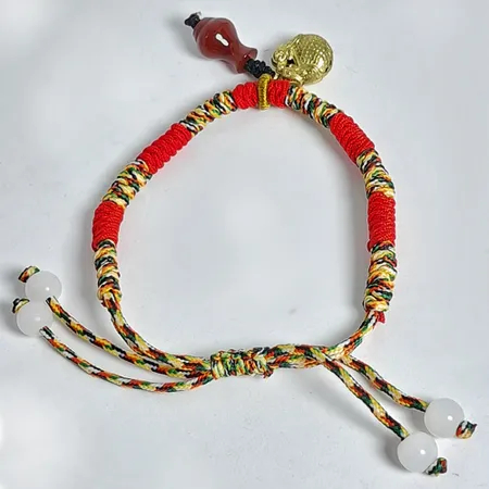 【十方佛教文物】寶瓶{紅玉髓}金木魚 五色線手鍊