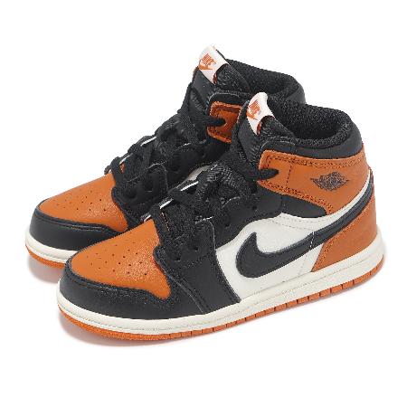 Nike 休閒鞋 Jordan 1 Retro OG TD 小童 學步鞋 黑 橘 喬丹 高筒 AJ1 灌碎籃框 FD1413-008
