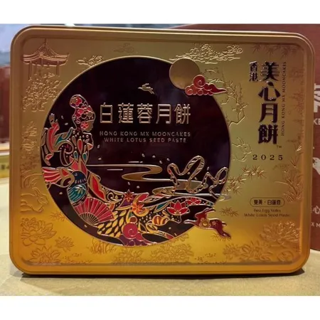 香港 美心 雙黃白蓮蓉月餅185gx4入/盒