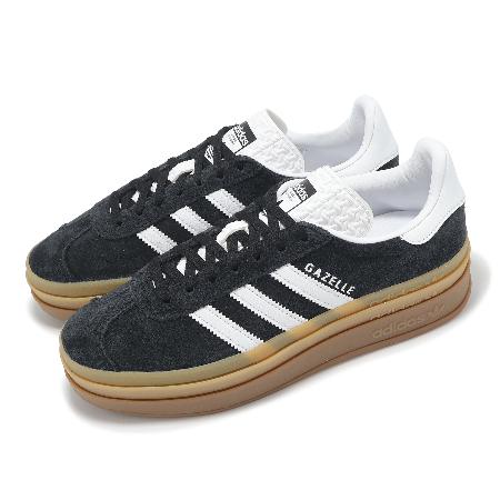 adidas 休閒鞋 Gazelle Bold W 女鞋 黑 白 厚底 增高 復古 麂皮 拼接 愛迪達 IE0876
