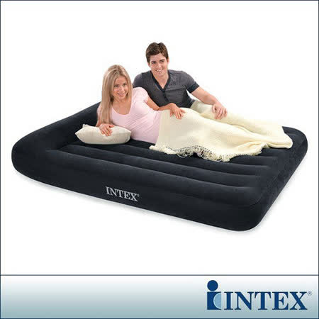【INTEX】舒適型雙人植絨充氣床墊(寬137cm)-有頭枕設計 (66768)