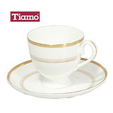 Tiamo 骨瓷咖啡杯盤組2客200cc(HG3218)