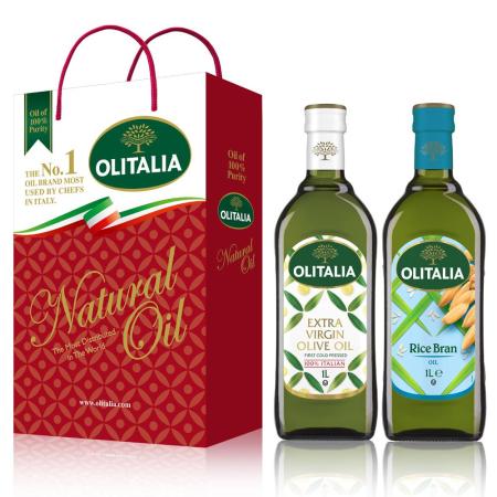 Olitalia奧利塔特級冷壓橄欖油+玄米油禮盒組1000mlx2