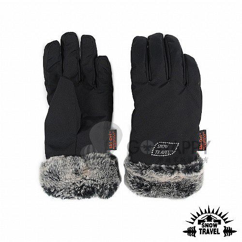 SNOWTRAVEL 時尚水鑽防水透氣保暖手套(黑色)