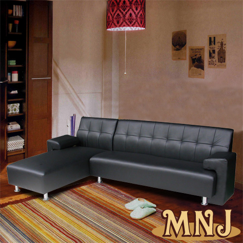 MNJ-寂靜簡約L型沙發286cm(黑/送沙發保養油)