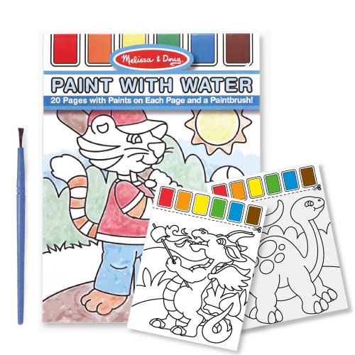 美國 Melissa & Doug 水彩繪圖本, 附水彩及畫筆【藍色】(任選)