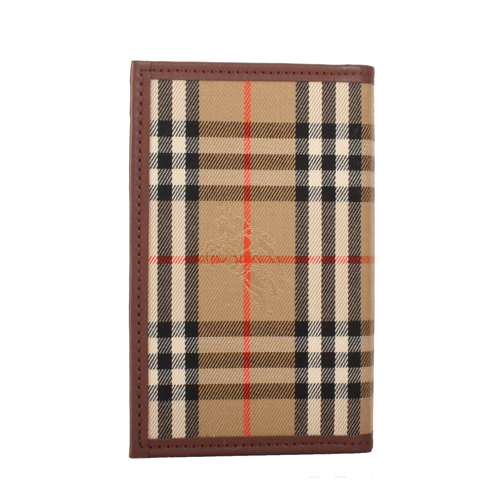 BURBERRY 經典格紋萬用口袋小冊-咖啡邊/小 (附本子)
