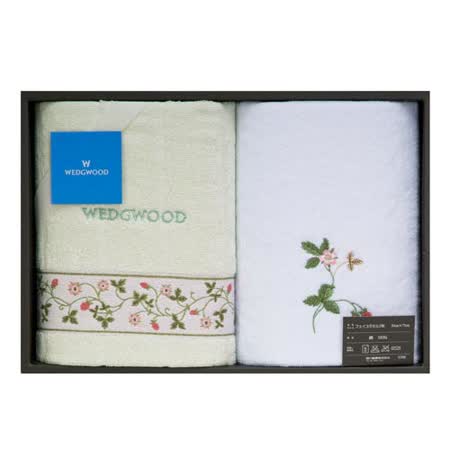 WEDGWOOD繽紛田園野莓毛巾方巾禮盒-粉綠