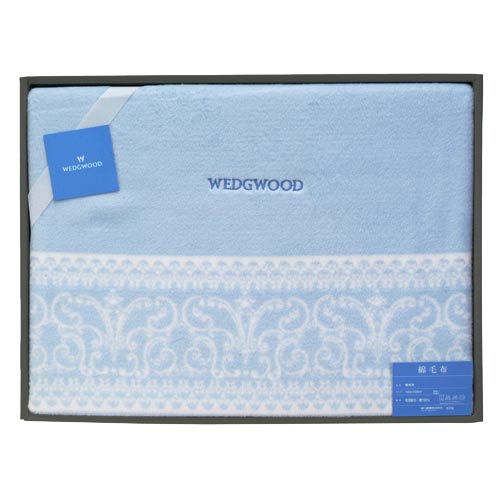 WEDGWOOD 童話湖畔水漾藍圖騰毛毯禮盒