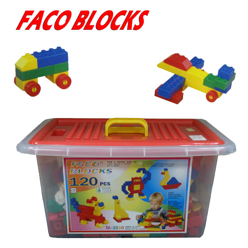 FACO BLOCKS快樂堆高120pcs積木組(含扣整理箱)