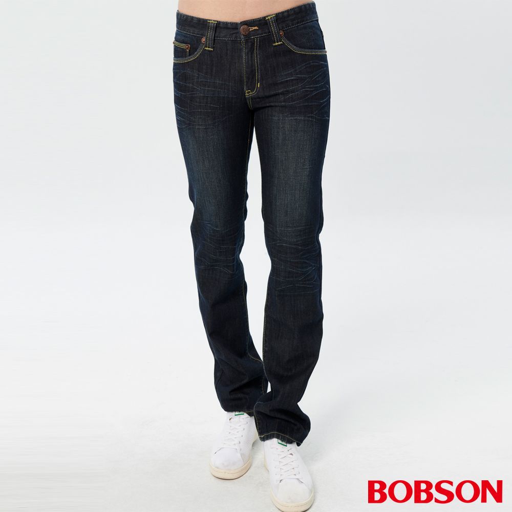 【BOBSON】男款熱感IN刺繡直筒褲(1746-52)