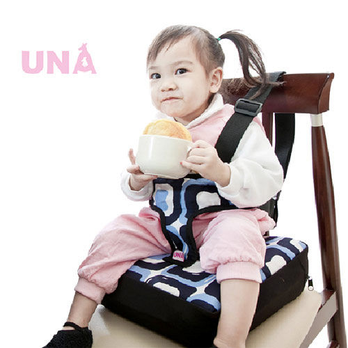 Una兒童餐椅墊/專利自動充氣調節-(藍/桃紅)