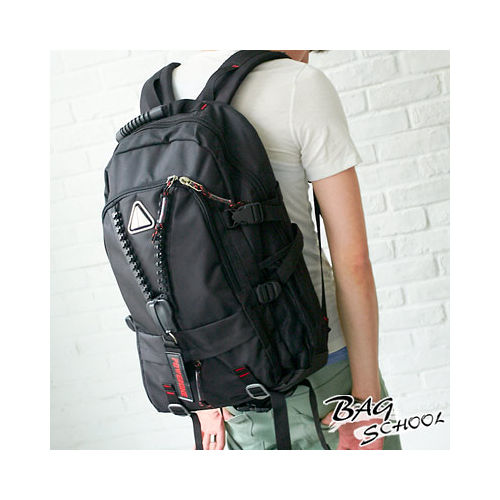 DF【Bag school 】街頭Y拉鏈潮流款大容量實用後背包(可裝筆電)
