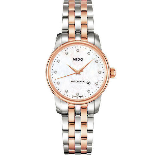 MIDO Baroncelli 典藏真鑽機械女錶(M76009691)-珍珠貝/半金