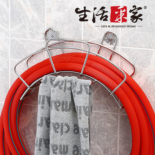 【生活采家】台灣製304不鏽鋼水管抹布收納架#27020