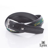 【Lynx】美國山貓穿針時尚簡約真皮皮帶-黑色