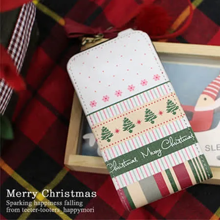 【Happymori】※☆merry christmas☆※直掀式手機皮套 適用iphone4s/4