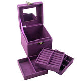 【iSFun】復古提盒仿兔絨三層首飾盒/紫