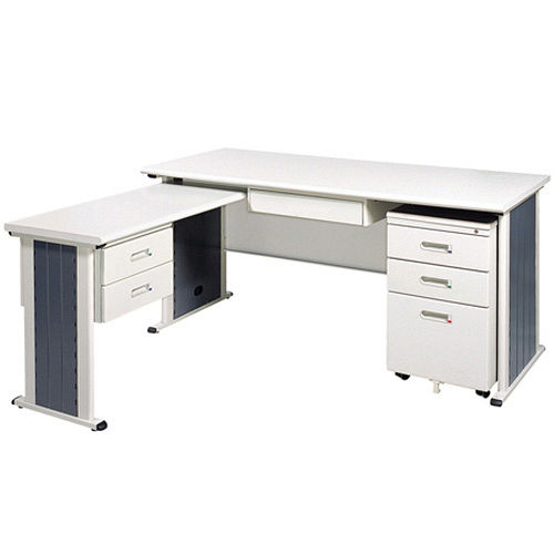 YS淺灰色L型辦公桌櫃組248-1(100x150)