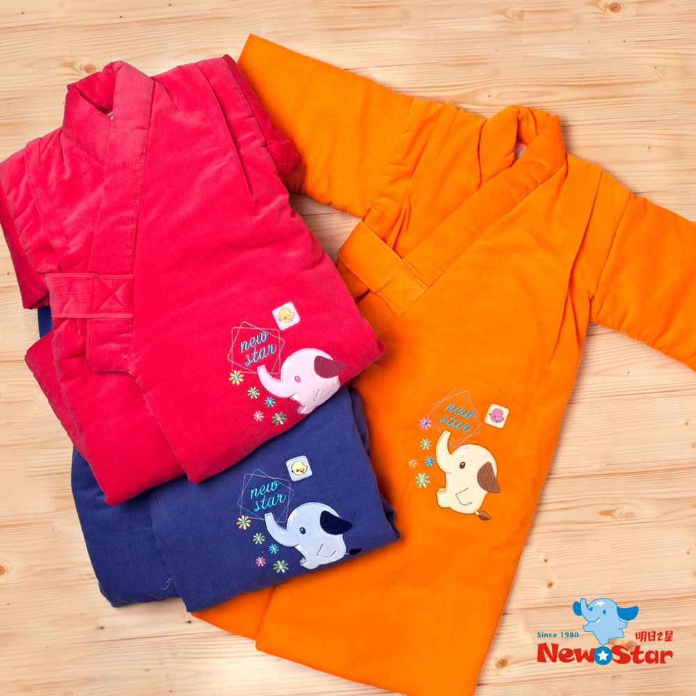 【聖哥-Newstar】MIT嬰幼兒秋冬保暖鋪棉和服睡袍浴袍-綁式腰帶-柔軟親膚-台灣製造~好品質保暖NO.1-藍-紅-橘