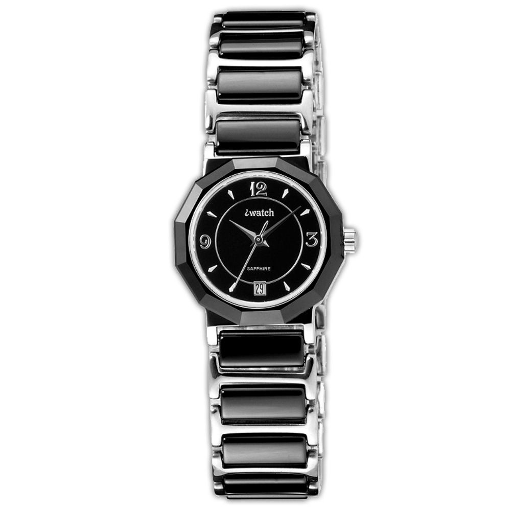 iwatch 歐風時尚陶瓷女錶(黑)