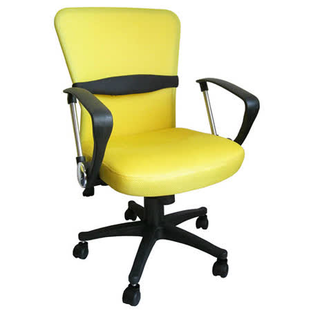 環球-高級[透氣網布+靠腰墊](黃色)主管-辦公椅-[含後仰功能]