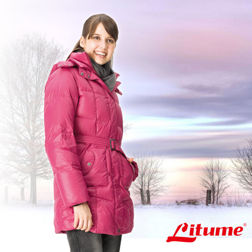 【意都美 Litume】女款 保暖羽絨中長外套/羽絨衣.保暖外套_ F3152 紫紅