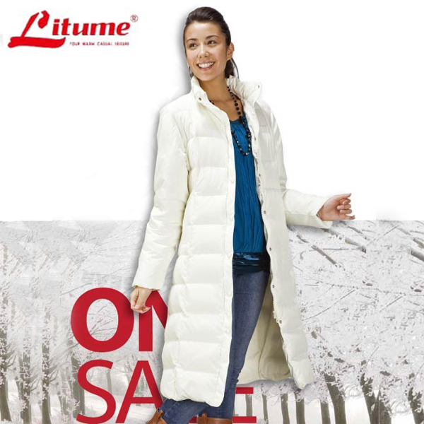 【意都美 Litume】女款 保暖羽絨長大衣、羽絨外套 / F3110 米白