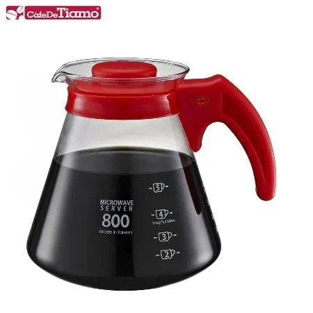 Tiamo 厚PP把手咖啡玻璃壺-紅色-800cc (HG2222R)