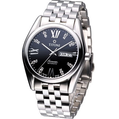 TITONI Airmaster 空霸 Day-Date 機械腕錶93709S-386 黑